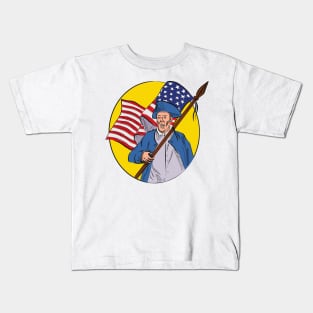 American Patriot Holding American Flag Kids T-Shirt